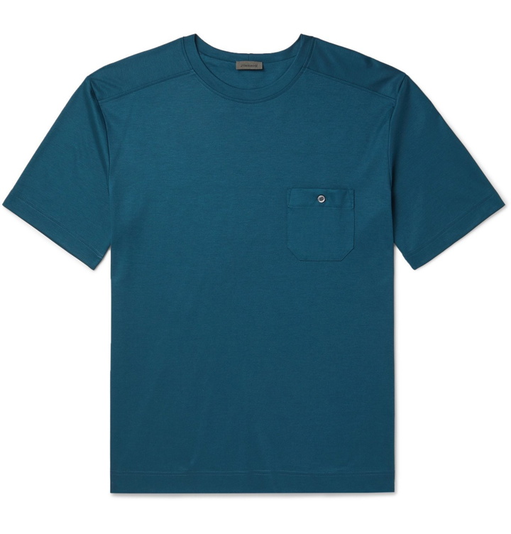 Photo: Zimmerli - Cotton and Modal-Blend Jersey T-Shirt - Blue