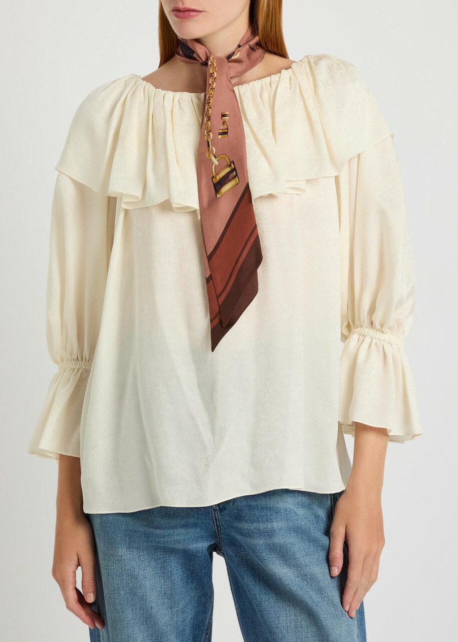 Chloe Paddington Slim Printed Silk Scarf - Brown - One Size