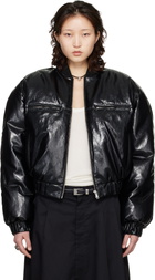 LU'U DAN Black Riot Faux-Leather Bomber Jacket