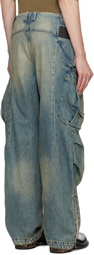 DEVOA Blue Denim Cargo Pants