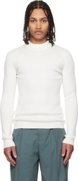 Jil Sander White Long Sleeve Mockneck Sweater