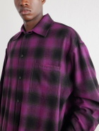 Balenciaga - Logo-Debossed Checked Wool-Blend Flannel Overshirt - Purple