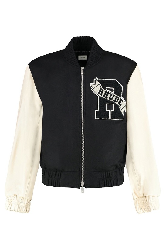 Photo: Rhude Leather Sleeves Bomber Jacket