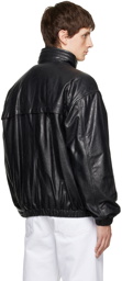 LEMAIRE Black Paneled Leather Jacket