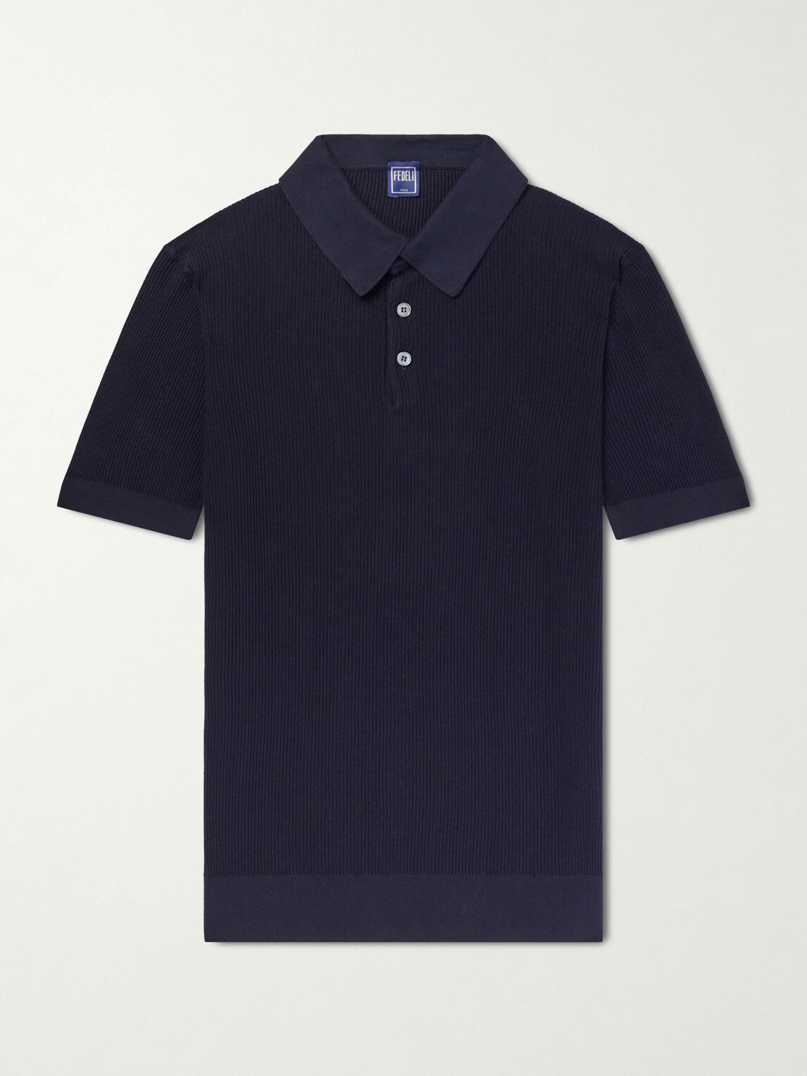 FEDELI - Rafael Ribbed Cotton Polo Shirt - Blue