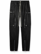 Rick Owens - Bauhaus Tapered Leather Drawstring Cargo Trousers - Black