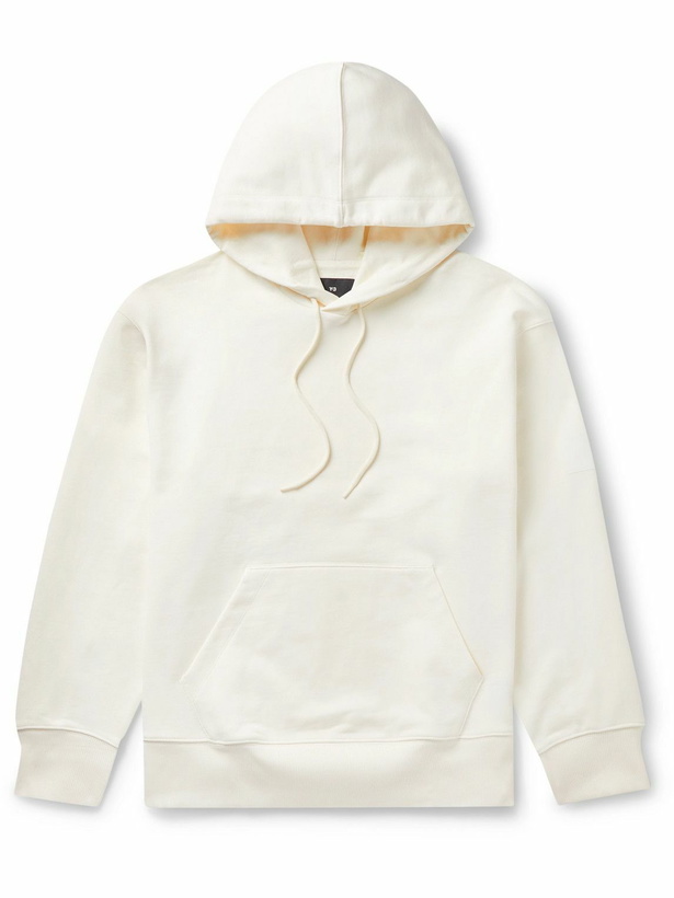 Photo: Y-3 - Logo-Appliquéd Stretch Organic Cotton-Jersey Hoodie - Neutrals