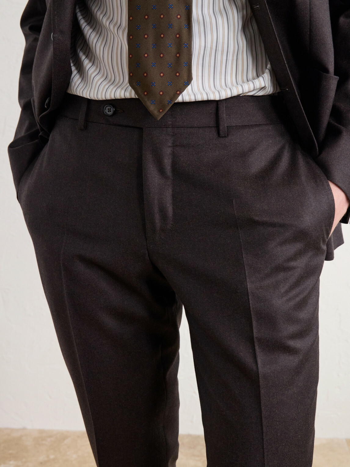 Canali - Slim-Fit Tapered Wool-Flannel Suit Trousers - Brown
