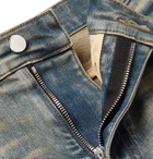 AMIRI - MX1 Skinny-Fit Rib-Panelled Distressed Stretch-Denim Jeans - Men - Blue