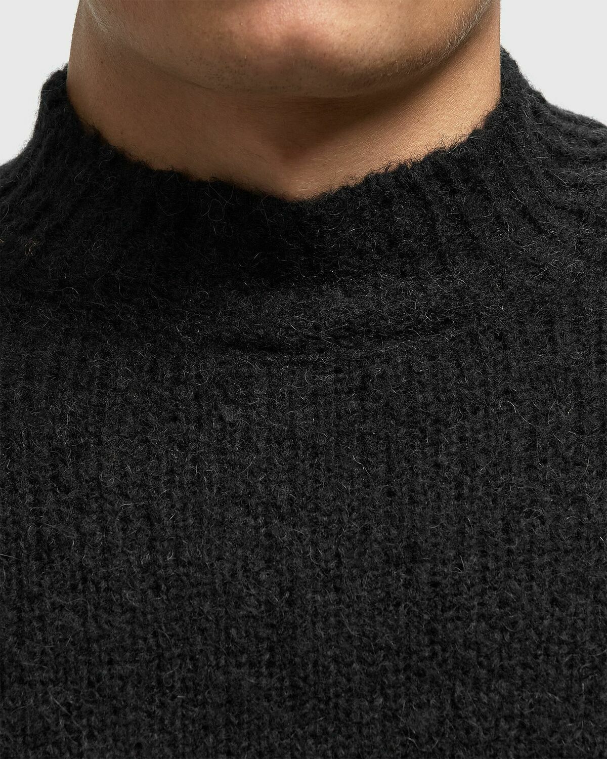 Norse Projects Rasmus Mock Neck Relaxed Brushed Sweater Black Mens