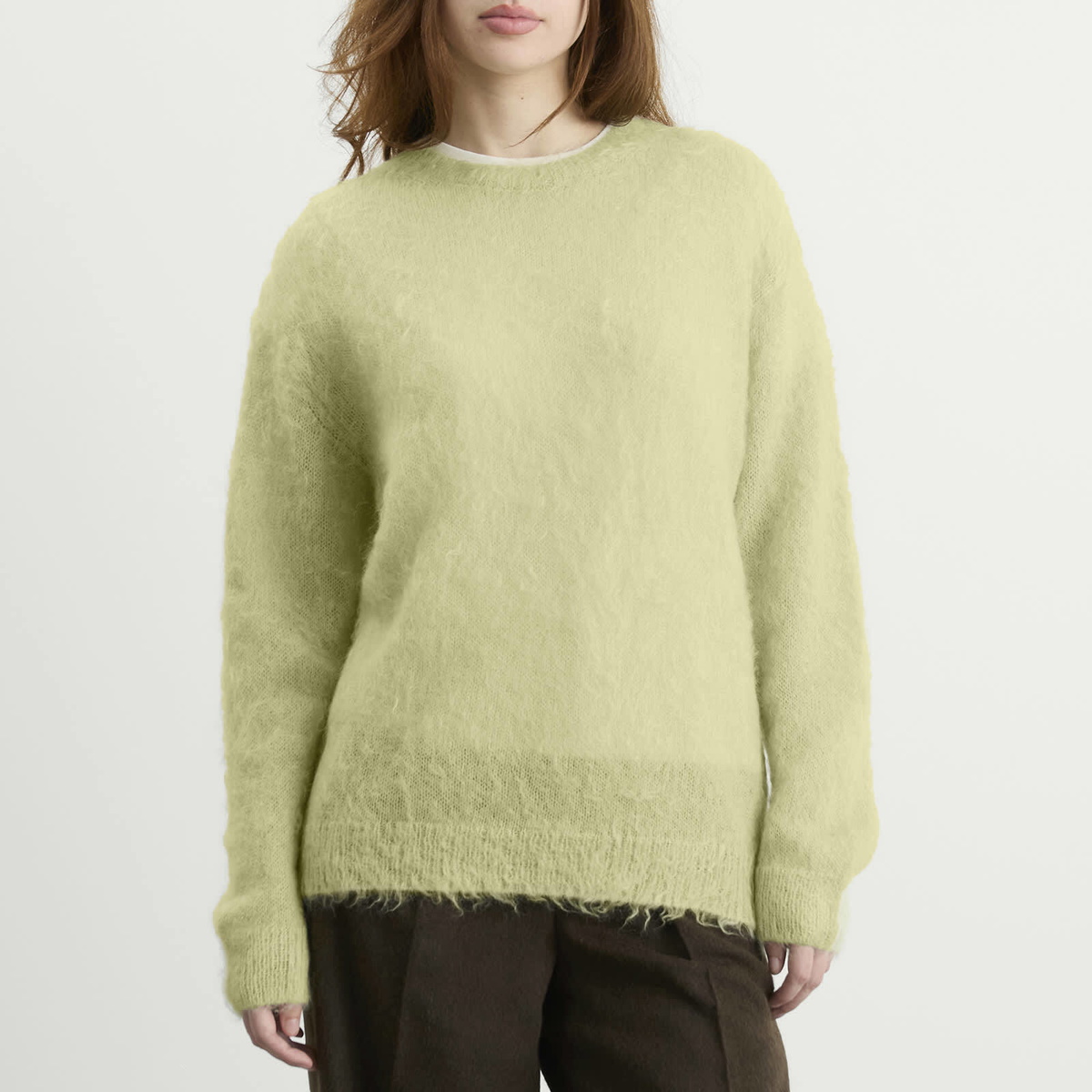 Auralee Women's Mohair Knit Pullover in Light Khaki