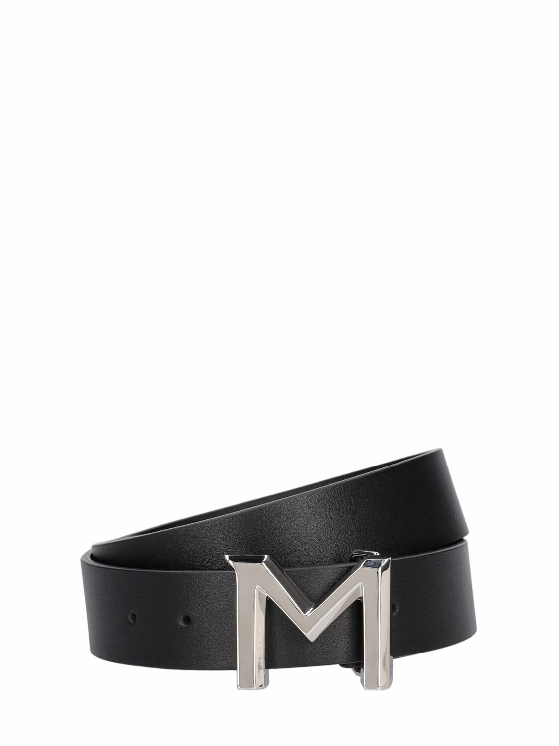 Photo: MUGLER - Logo Buckle Leather Belt