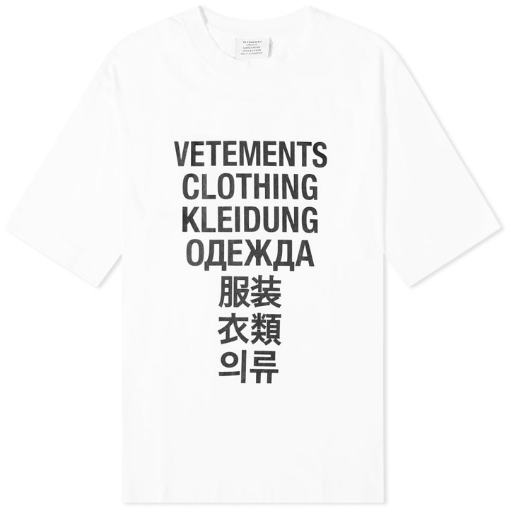 Photo: VETEMENTS Men's Translation T-Shirt in White