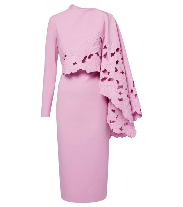 Photo: Oscar de la Renta Cape-detail wool-blend midi dress