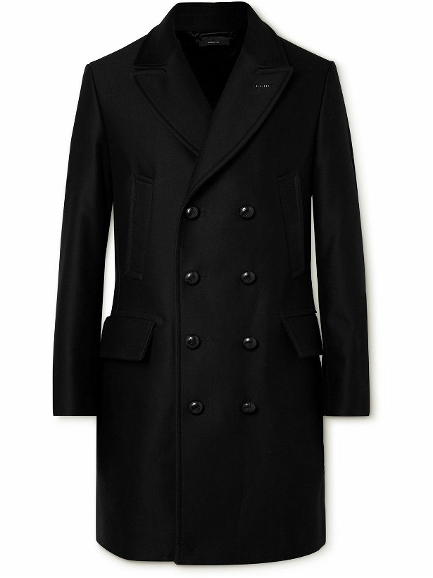 Photo: TOM FORD - Double-Breasted Cotton-Moleskin Coat - Black