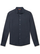 Barena - Peromo Telino Cutaway-Collar Linen Shirt - Blue