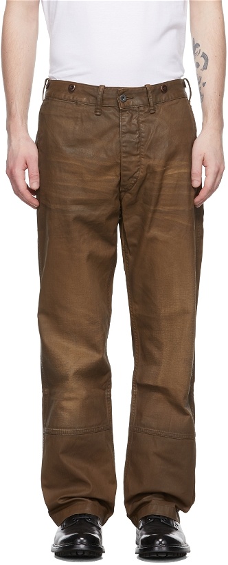 Photo: RRL Brown Coated Twill Trousers
