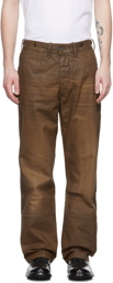 RRL Brown Coated Twill Trousers