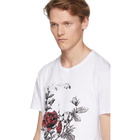 Alexander McQueen White Gothic Rose Skull T-Shirt