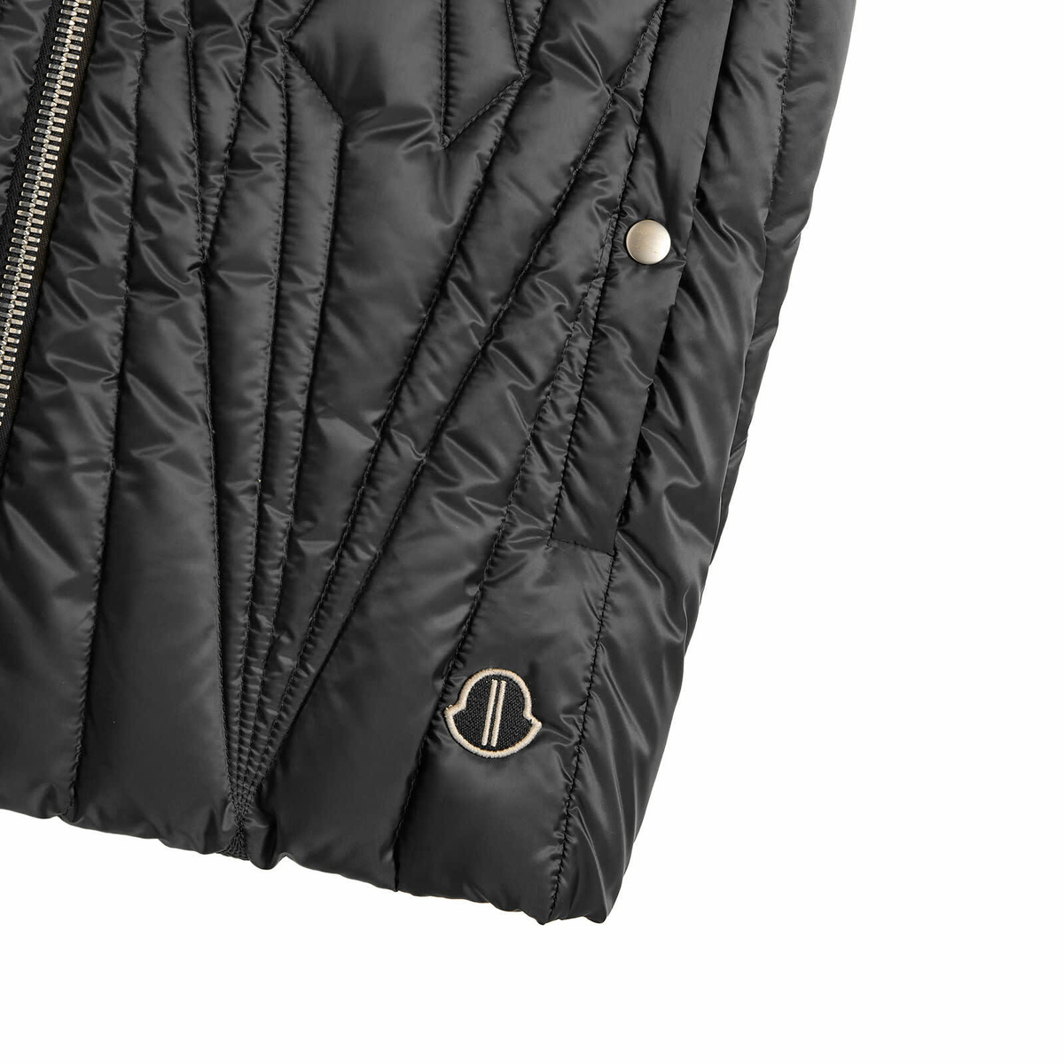 Rick Owens x Moncler Geocamo Flight Ziplock Hooded Vest in Black
