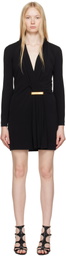 TOM FORD Black V-Neck Long Sleeve Cocktail Minidress