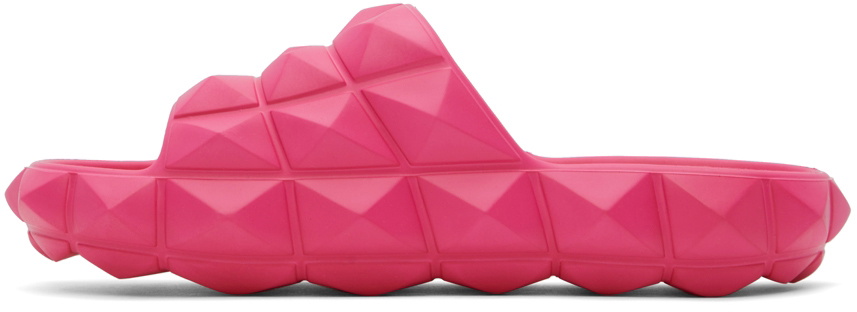 Valentino Garavani Pink Roman Stud Turtle Slides Valentino