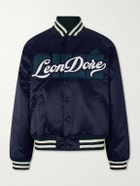 Aimé Leon Dore - Logo-Embroidered Satin Varsity Jacket - Blue