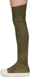 Rick Owens DRKSHDW Khaki Porterville High Sock Sneaks Tall Boots
