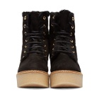 Flamingos SSENSE Exclusive Black Shearling Stacy Boots