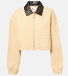 Self-Portrait Leather-trimmed denim jacket