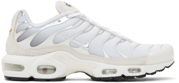 Photo: Nike White & Gray Air Max Plus Sneakers