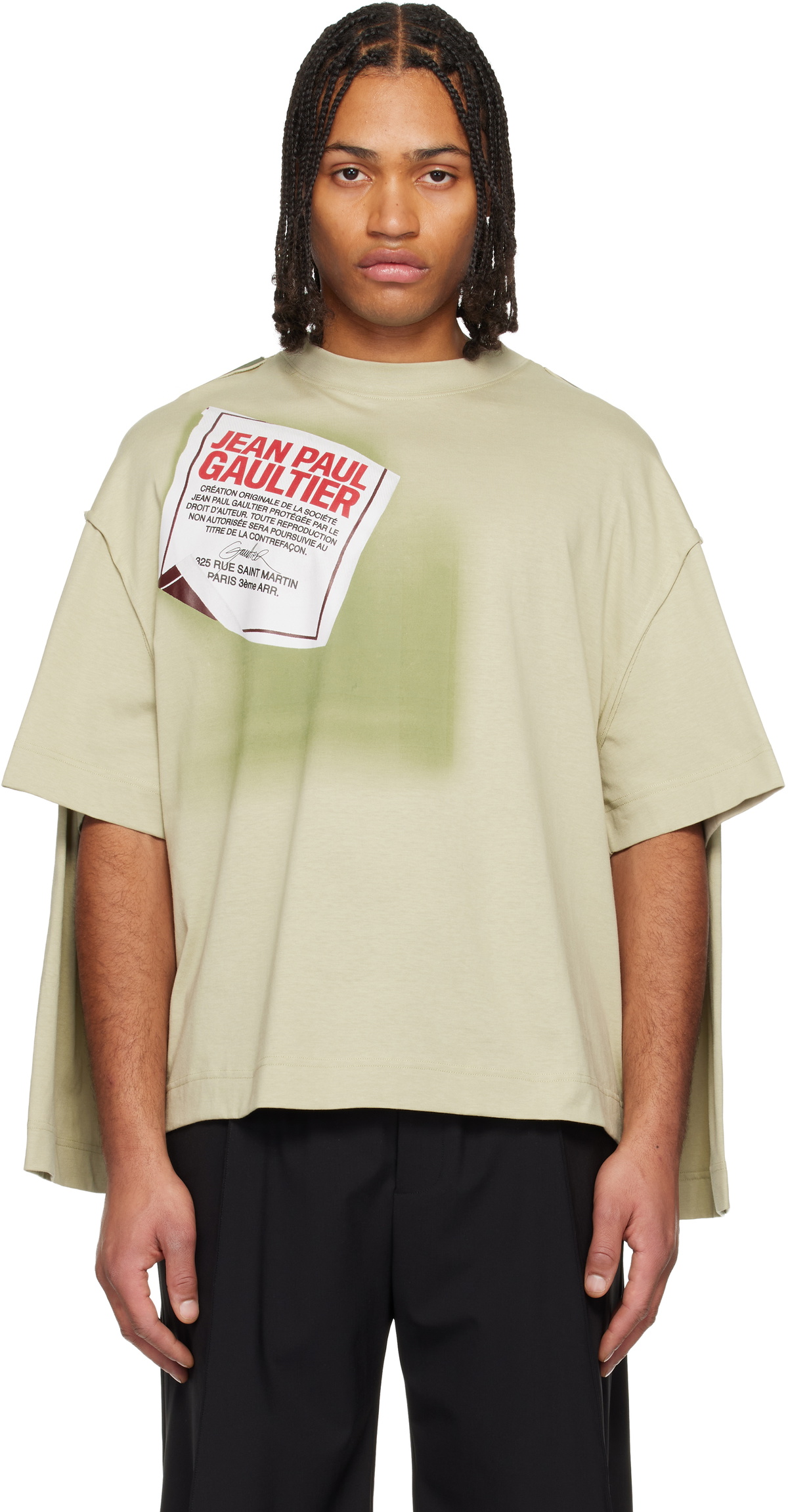 Jean Paul Gaultier Green 'The Gaultier Label' Double T-shirt Jean