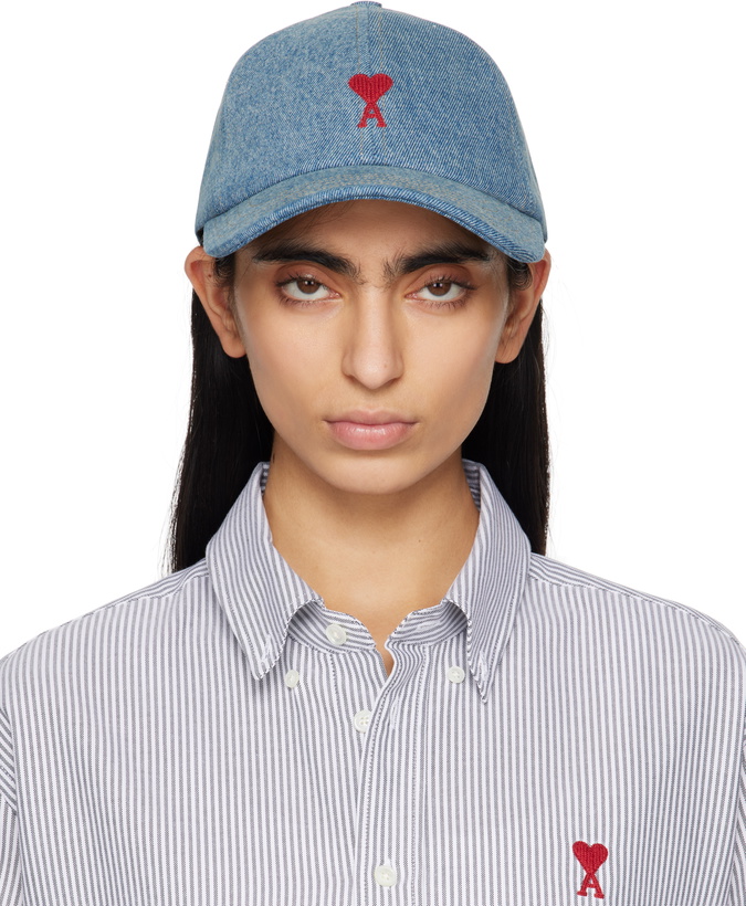 Photo: AMI Paris Blue Cotton Ami de Coeur Embroidery Cap