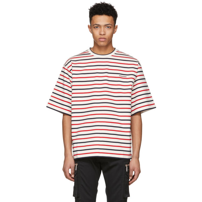 Photo: Dsquared2 Tricolor Striped Safari T-Shirt