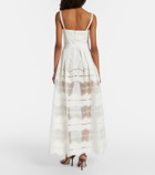 Elie Saab Belted organza-trimmed cotton maxi dress