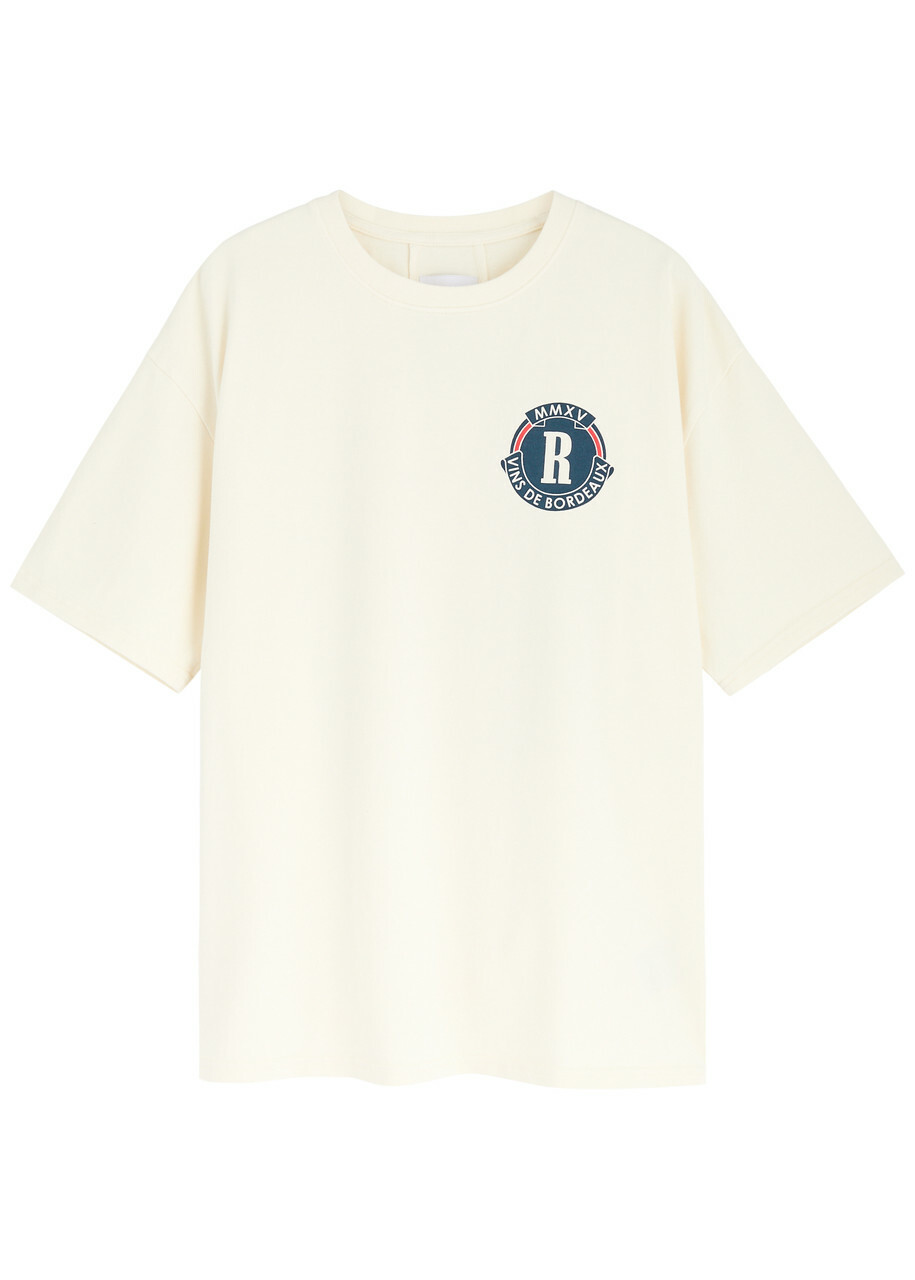 Rhude Bordeaux Printed Cotton T-shirt Cream