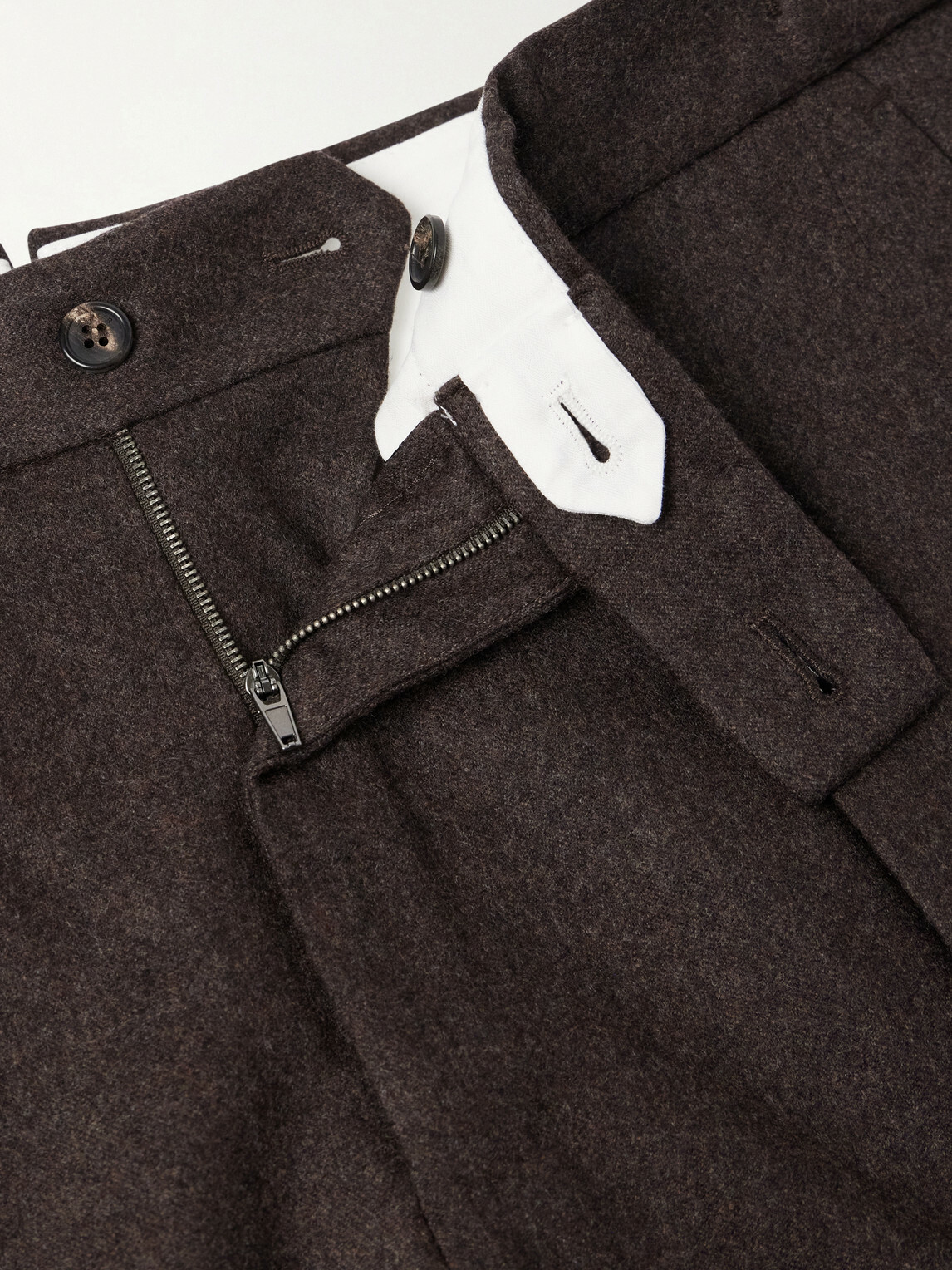 Slowear - Tapered Pleated Wool and Cashmere-Blend Suit Trousers - Brown