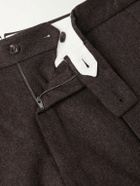 Slowear - Tapered Pleated Wool and Cashmere-Blend Suit Trousers - Brown