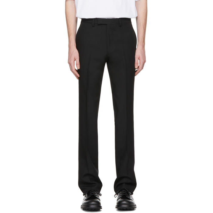 Raf Simons Black Wool Slim Fit Classic Trousers adidas x Raf Simons