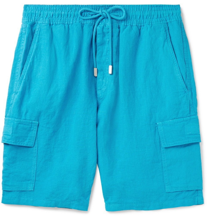 Photo: Vilebrequin - Baie Wide-Leg Linen Drawstring Shorts - Turquoise