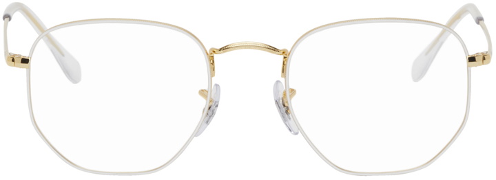 Photo: Ray-Ban White & Gold Hexagonal Glasses