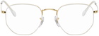 Ray-Ban White & Gold Hexagonal Glasses