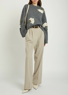 Simkhai Dawna Floral-embellished Wool-blend Jumper Grey