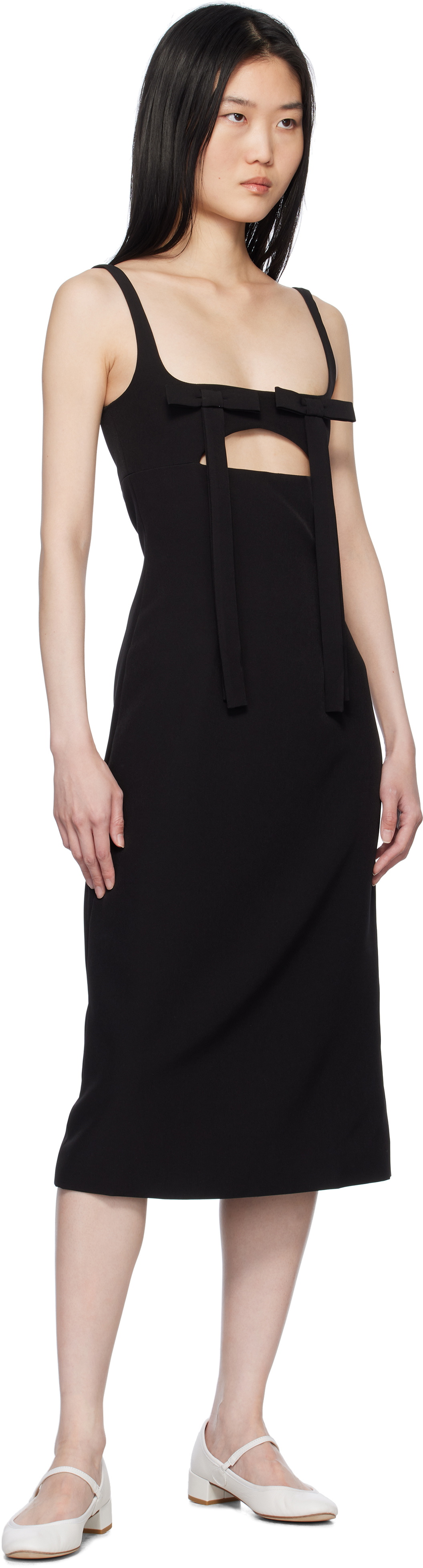 Sandy Liang Black Machu Midi Dress