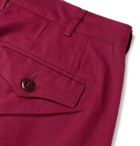 Monitaly - Tapered Pleated Cotton-Sateen Trousers - Men - Burgundy