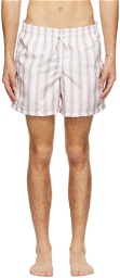 Bather Pink & White Stripe Swim Shorts