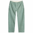 Craig Green Men's Hand-Frayed Stripe Trousers in Green/Cream