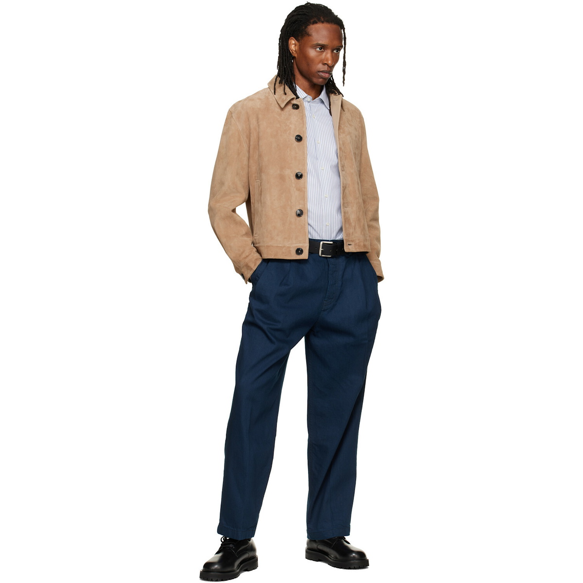 Hugo Navy Relaxed-Fit Soft Cotton Jeans