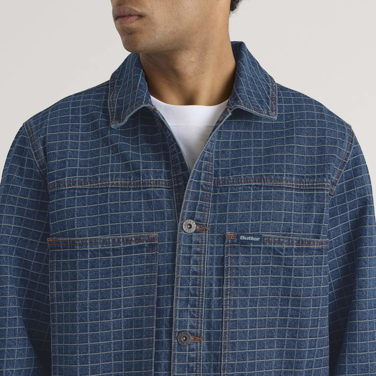 Butter Goods Men's Grid Denim Jacket in Indigo