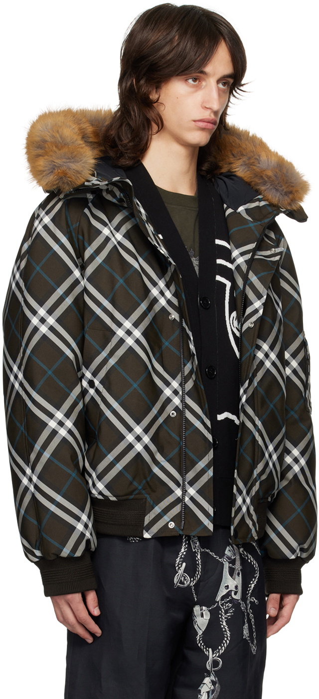 美品　BURBERRY 25FW チェックトリム ダウンジャケット M チェックトリム ダウンジャケット (ブラック) - ウィメンズ | Burberry